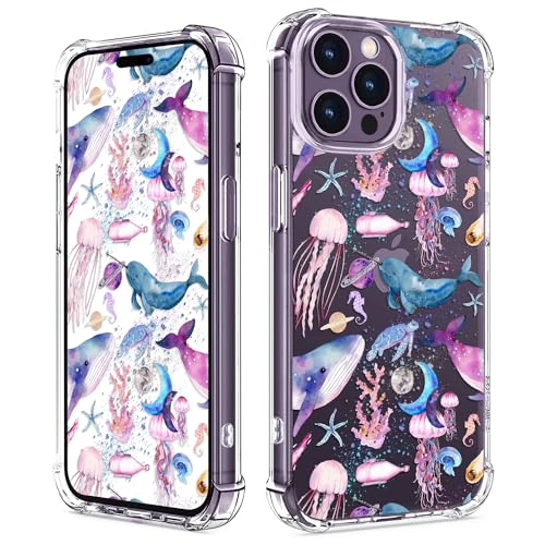 Coque iPhone 14 Pro Max transparente avec motif poisson de l'océan 6,7"