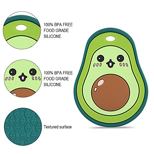 Image of Baby Food Grade Silicone Teether Toy with Pacifier Clip Holder,Teething Toys Gift Set for 3 Months+ Boys and Girls,Freezer Safe,BPA Free. (Avocado)