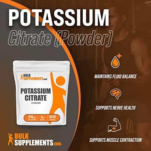 Bulksupplements.com Potassium Citrate Powder - Potassium Supplement - Potassium Supplement Powder - Potassium Electrolyte Powder - Potassium 99Mg - Multiple Servings (5 Kilograms - 11 Lbs) #TOP2