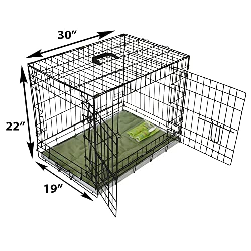 BUNNY BUSINESS Metal Dog Crate 2 Doors with Bedding and Lint Rollers, Medium, 30-inch, Black - Image 4
