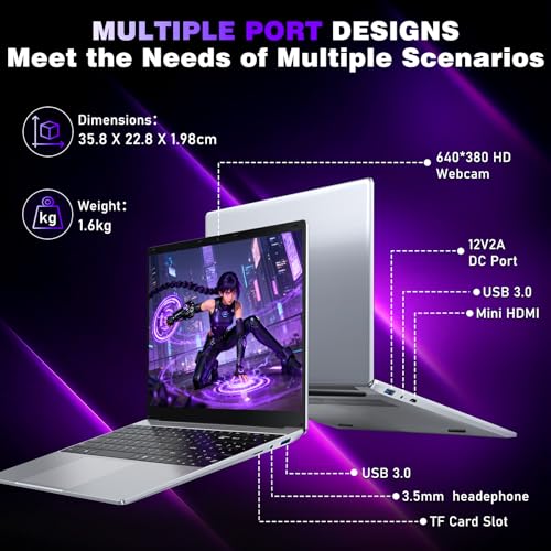 NAIKLULU 16 Pouces Ordinateur Portable Gaming, i7 7600U Processor (2,8 à 3,9 GHz) 32GB RAM 1TB SSD Laptop Pc Portable Gamer, 6000Mah/Clavier Complet Rétroéclairé/Webcam – Image 4