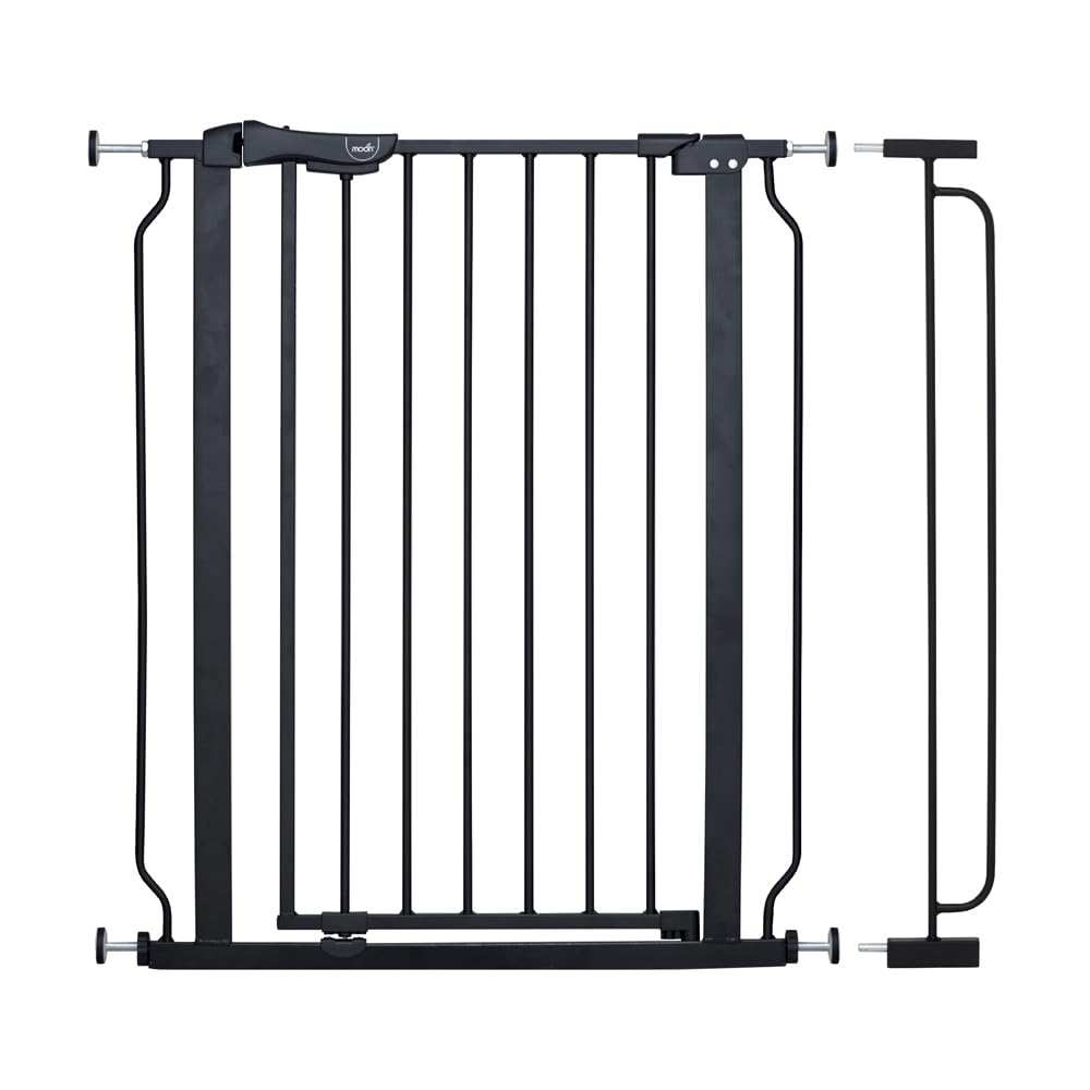 The Moon brandSecura Baby Safety gate 76-80cm with 10cm extension,Auto lock barrier-Extra Wide metal guard - Child safety and pet protection--Perfect fit-adjustable width-Ideal for stair Case – Black