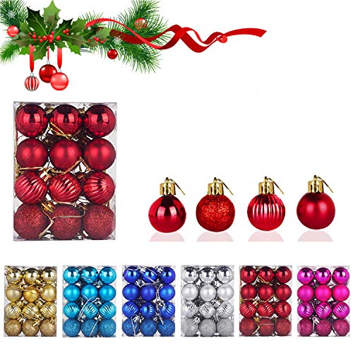 WELLXUNK® Bolas de Navidad, 24 Bolas de Decoración Navideña, Bolas de Adornos Navideños BrillantesNavideño para Colgar en la Pared Adornos