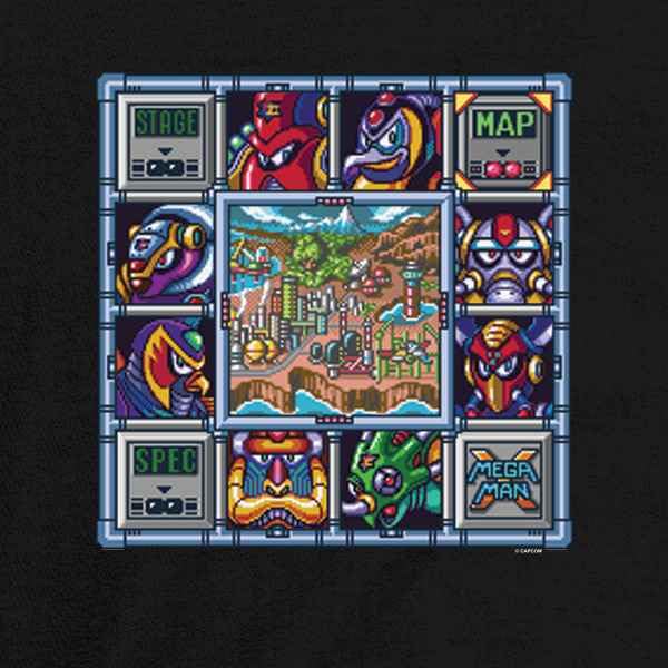 Megaman X Stage Select Graphic Tee Mega Man Arcade Video Game Vintage T Shirt2