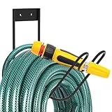 QWORK® Schwarz Gartenschlauchhalter aus Edelstahl 304 - Robuste Aufbewahrungslösung für Garten