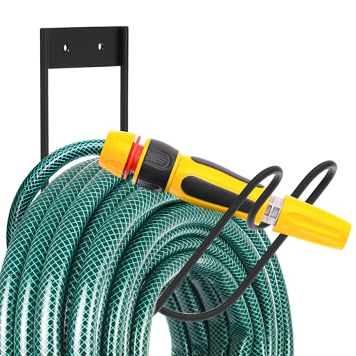 QWORK® Soporte para mangueras de jardín Schwarz de Acero Inoxidable 304 - Solución de Almacenamiento Robusta para el jardín