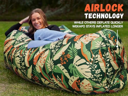 Image of WEKAPO Inflatable Sun Lounger, Air Sofa, Hammock, Portable, Waterproof and Leak-Proof, Ideal for Backyard, Beach, Travel, Camping, Picnics and Music Festivals