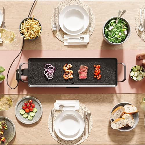 Tristar Griglia da tavolo slim L, Ampia superficie di cottura di 70 x 23 cm, Termostato regolabile, Manici rimovibili, Rivestimento antiaderente, BP-2668 - immagine 5