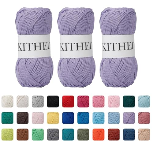 Image of Cotton Yarn，10.5oz，526yard，3 Pack ，Soft Yarn for Crocheting and Knitting (29 Lavender)