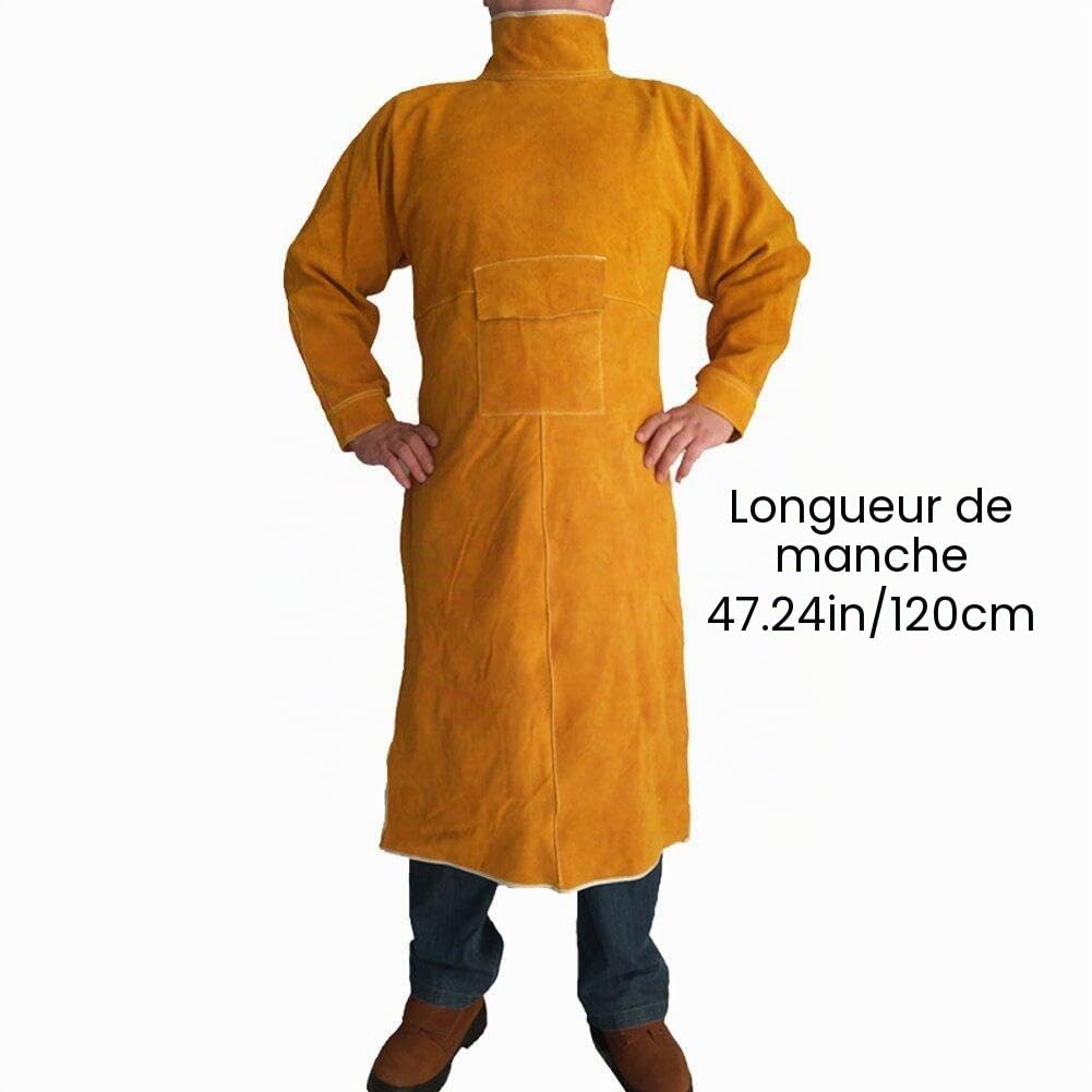Tablier De Soudage En Cuir Avec Manche, Veste De Soudage Robuste, Manteau De Soudure Résistante À Chaleur À Flamme Pour Les Femmes