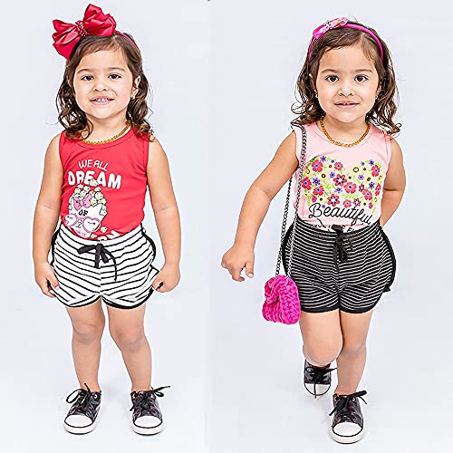 KIT 5 Conjuntos Regata Infantil Menina de 1 a 8 anos Tamanho:2