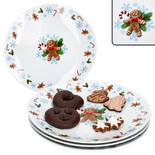 MamboCat 4er Set Gebäckteller Candyman I große Kuchenplatten aus Porzellan mit eisblauem Weihnachtsdekor I Servier-Teller für Plätzchen, Kuchen & Advent MamboCat 4er Set Gebäckteller Candyman I große Kuchenplatten aus Porzellan mit eisblauem Weihnachtsdekor I Servier-Teller für Plätzchen, Kuchen & Advent