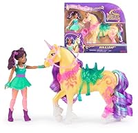 Unicorn Academy - Ava und Einhorn Leaf Set, ca. 12 cm Originalfiguren zur Netflix Serie mit abnehmbarem Sattel, Mähnen- und Schweifbürste und Zubehör, für Kinder ab 4 Jahren