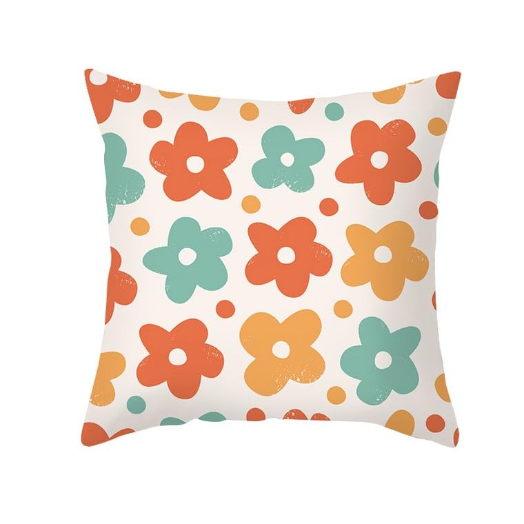 CEVAN Polyester Pillow Covers Standard Size Polyester Cushion Cover Upholstery Pillow Cover Decorative Cushion Cover Rectangle Floral Geometry 45x45cm