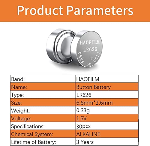 Haofilm Lr626 Sr626Sw 377 376 Lr626 Ag4 Premium Alkaline Battery,1.5V Round Button Coin Cell Batteries (30 Pack) #TOP1