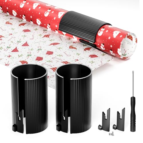 Cortador de Papel de regalo Deslizante y Reemplazable [2 PCS con 4 Cuchillas], Cortadora de Papel de Envolver de Cumpleaños y de Navidad, Portátil Herramienta de Corte para Papel Regalo Rollo