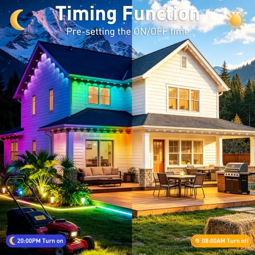 200FT Permanent Outdoor Lights,RGB+IC App ControlRemote, IP67 Waterproof Lighting,Outdoor Lights for Chasing Lights,Garden Decor,House,Party,Holiday,Smart - Image 5