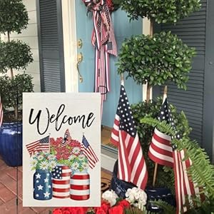 Crowned beauty 4th of july patriotic garden flag for 1218 inch double sided outside small floral mason jar welcome independence day yard decorations  urban country home decor