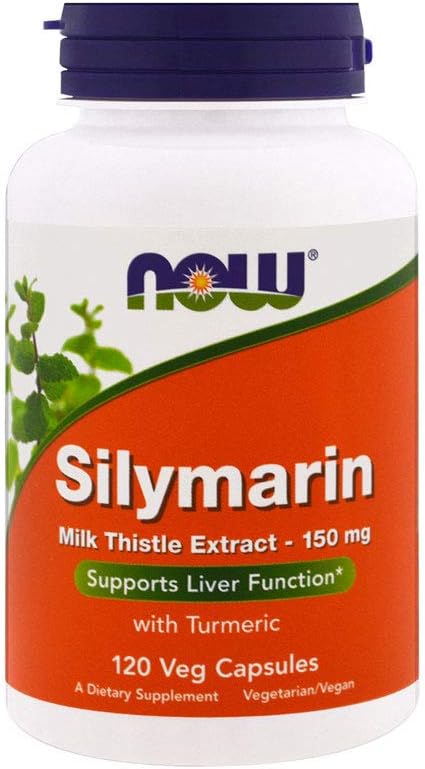 NOW Supplements, Silymarin Milk Thistle Extract 150 mg with Turmeric, Supports Liver Function*, 120 Veg Capsules : Health & Household