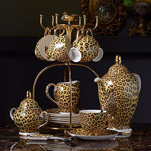 Theekopjes Leopard Coffee Set English Middag Bone China Cup and Saucer Teacup Ceramic Tea Party Gifts FQYXLX (Color : M) - Image 6