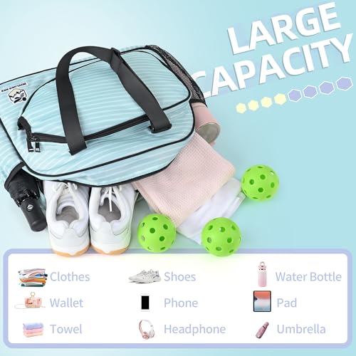 Image of Boulder Bee Pickleball Bags, Premium Pickleball Tote Bag for Girls, Women's Hand /Shoulder Gym Bag w Water Bottle Holder, with Pickleball Racquet /Paddle Holder
