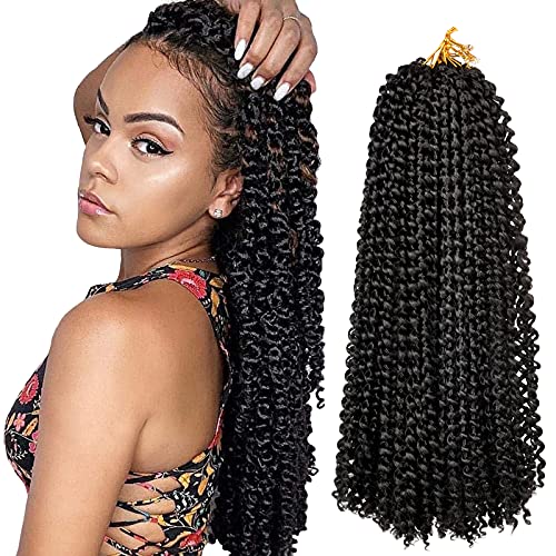 Heesaga Passion Twist Hair 18 inch Water Wave Crochet Hair for Black Women 7 Packs Passion Twist Crochet Braiding Hair Long Spring Twist Hair Crochet Braids