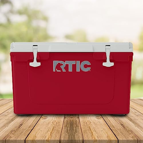 Rtic 45 Qt Hard Cooler Insulated Portable Ice Chest Box For Beach, Drink, Beverage, Camping, Picnic, Fishing, Boat, Barbecue, Dark Red/White (Limited Edition Color) #TOP5