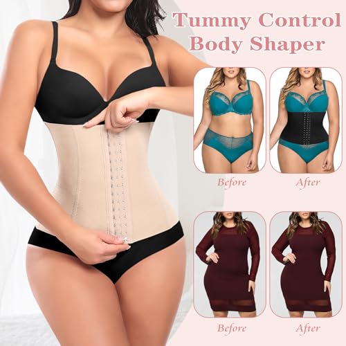 Image of Werena Waist Trainer for Women Corset Shapewear Tummy Control Slimming Body Shaper Girdle Waist Cincher Belly Band