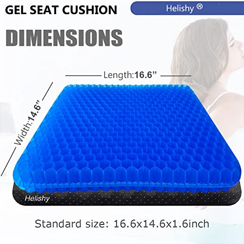 Gel Seat Cushion, Cooling Seat Cushion Extra Large Breathable Honeycomb Gel Cushion, Absorbs Pressure Points Seat Cushion With Non-Slip Cover For Office Chair Home Cars Wheelchair (Standard, Blue) #TOP4