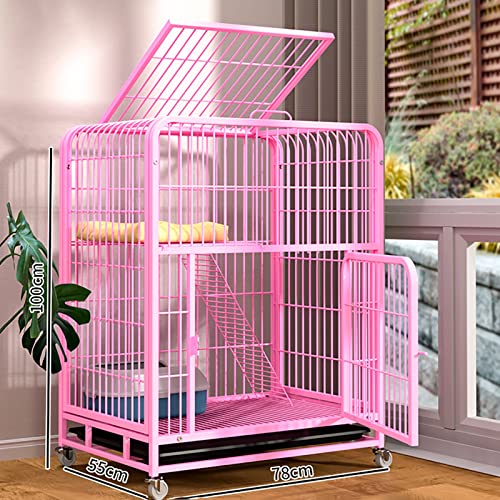 Cage pour chat spacieuse rose pour sécuriser votre animal