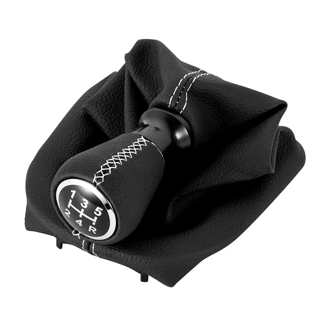 YDXHERTA for Peugeot 207 307 406 for Citroen C3 C4 C5 Leather Gear Shift Knob Lever Shifter Stick Gaiter Boot Collar Case Auto Parts(White Case)