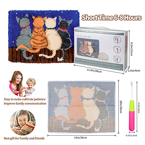 EsLuker.ly Latch Hook Rug Kit DIY Crochet Carpet for Adults Kids Beginners Cats Patterns Pre-Printed Canvas Yarn Rug Hooking Kits - Image 2
