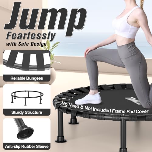 Image of ZCMHAXJ Foldable Mini Trampoline, 36 inch /40 inch /48 inch Rebounder Trampoline for Adults & Kids, 440lbs Capacity Indoor Fitness Workout Exercise Equipment