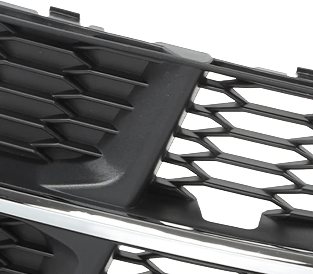 Front Bumper Driver/Passenger Side Fog Light Grille Lamp Cover, Front Fog Light Lamp Grill Grille Cover, Compatible with Audi A6 C7 S-Line 2015-2018 - Chrome Black