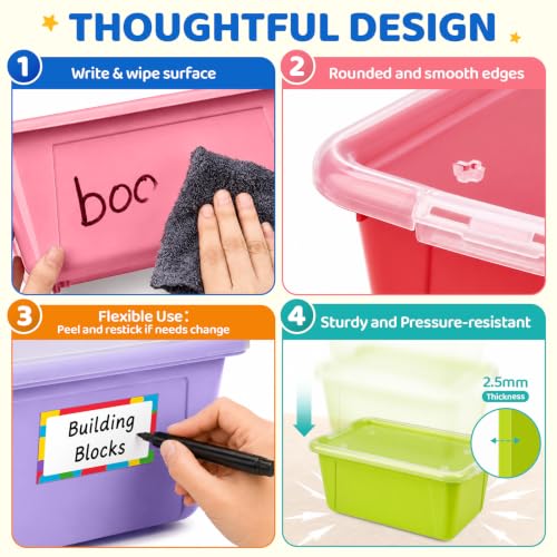 Image of GAMENOTE 6 Quart Storage Bins with Lids, Macaron 6 Pack, Stackable Boxes