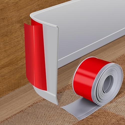 Rodapié autoadhesivo, flexible, sin taladrar, despegar y pegar, fácil de montar, renovación de bricolaje para pared, cocina, encimeras, baño, sala de estar (gris, 10 m)