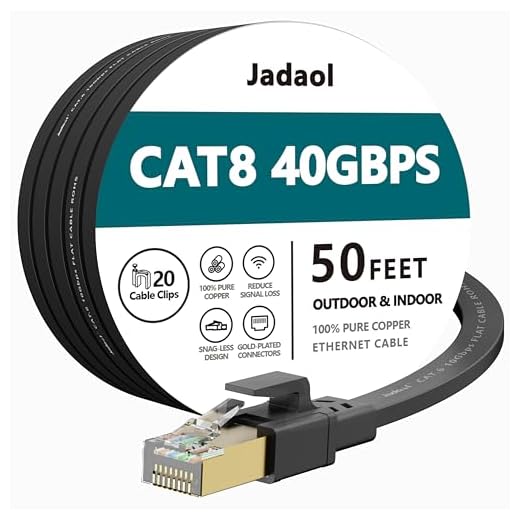 Cat 7 Ethernet Cable 50 ft Shielded, Durable Flat Internet Lan Computer patch cord, faster than Cat5e/cat6, High Speed Cat7 RJ45 Solid Network Wire for Router, Modem, Xbox, PS4, Camera, Hubs - Black