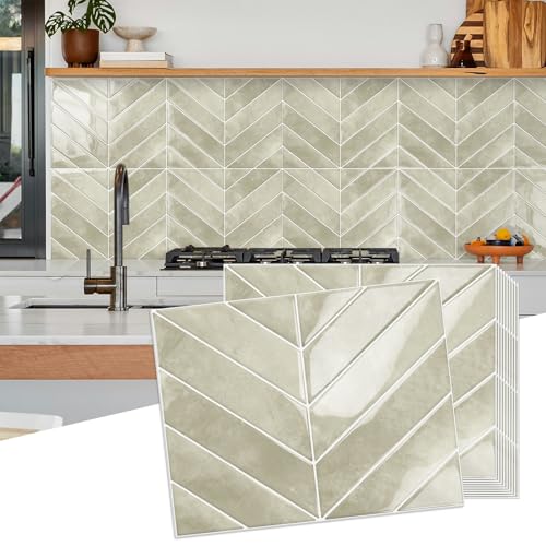 Beige Herringbone Peel and Stick Tiles