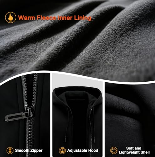 Timtop Heated Hoodie for Men Women Fleece Lined Heated Sweatshirt with 8 Heating Zones Black by Timtop - Image 2