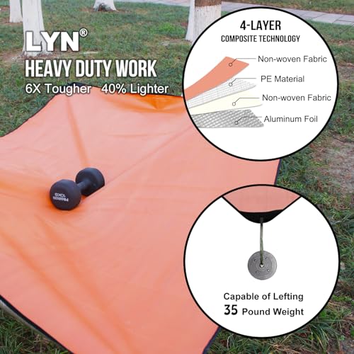 Image of LYN Heavy Duty Emergency Blanket Survival Gear Waterproof Insulated Blanket Emergency Tarp for Camping, Hiking, Bushcraft