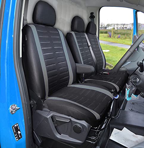 BAAZ Van Seat Covers Universal Fit Most Trucks Vans Lorry Front Seat Cover Single & Double Car Seat Covers for Single Driver and Double Passenger Seat 2+1 Seat Covers 3D Stripe Print (Grey)