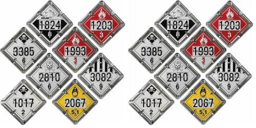 Image of J. J. Keller Numer-All Aluminum Flip File Placard, One set with 8 Legends, Numbered - 13.75 inch x 13.75 inch Unpainted Back Plate with Rounded Corners, DOT Hazmat Compliant (Pack of 2)