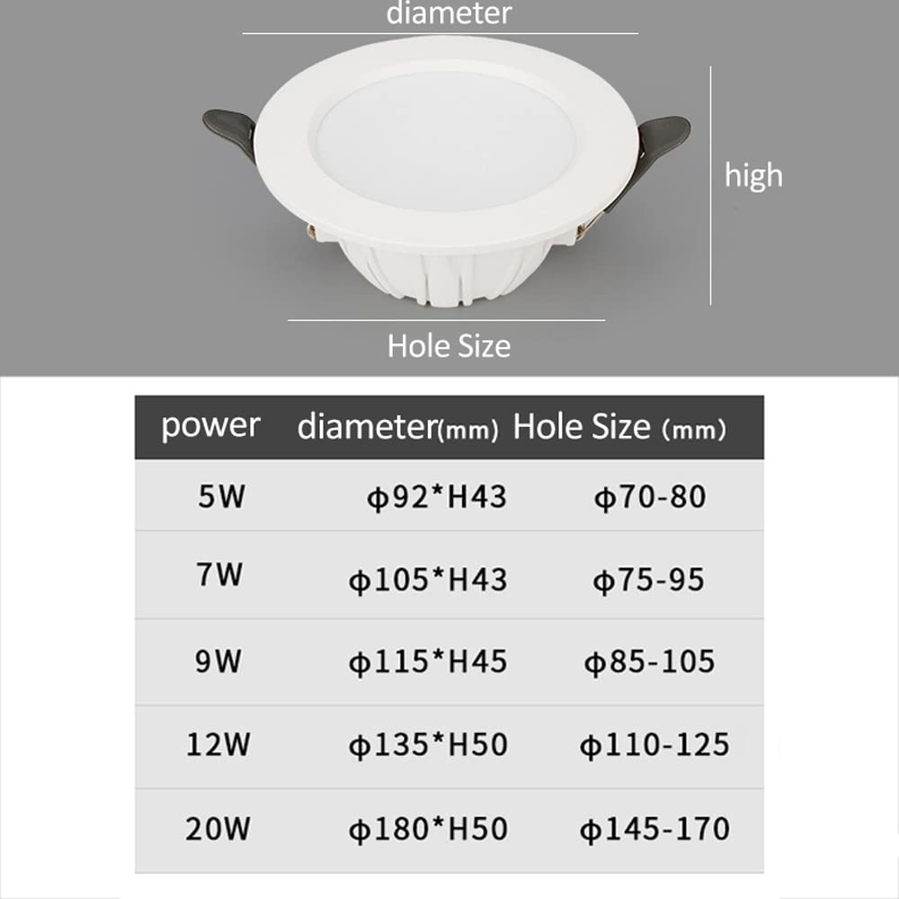 Focos LED empotrables sin Carcasa de 5 W a 20 W (Paquete de 2), luz de Panel Blanca de 2 a 6 Pulgadas para Techo, luz empotrada, Armario y más.