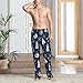 Nautical Sailor Pattern Print Pajama Pants for Men, Fashion Bottoms Sleep Lounge Pjs Pants with Pockets Black