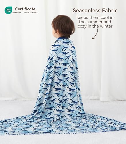 Image of Premium Baby Blankets, Soft Viscose from Bamboo Blanket for Boys and Girls, Nursery Crib Bedding Quilt for Newborn and Toddler, Cooling for Hot Sleepers 50'' x 50'' Shark