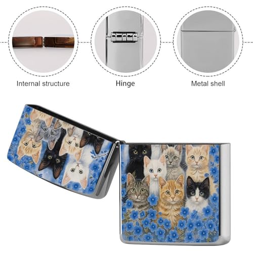 Funda metálica para encendedor con diseño de gato miniatura 5