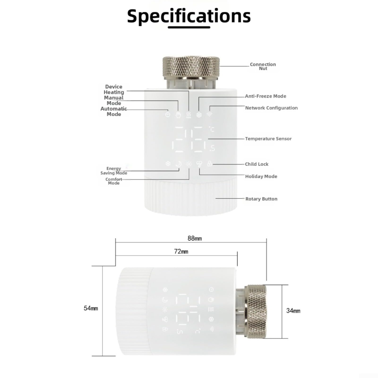 Valvola Termostatica Intelligente WiFi e per Zigbee Programmabile con Controllo Remoto e Comandi Vocali, per Tuya, Modalità Comfort Vacanza Risparmio Energetico(WIFI-Modell)
