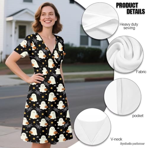 Image of Women's Summer Dresses Short Sleeve Formal Dresses with Pockets | Lightweight polyester fabric delivers cool airflow during hot summer outdoor activities