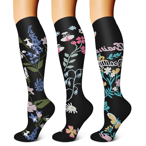 Image of FEYHAY Copper Compression Socks (3 Pairs) 15-20 mmHg Circulation is Best Athletic & Daily for Men & Women, Running, Climbing