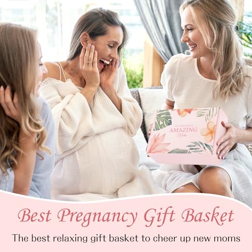 Image of New Mom Gifts for Women, Pregnancy Gifts for Expecting Mom, new Mom Care Package After Baby, Mothers Day Mom to Be Gift Mama Must Haves with Affirmation Cards Candle for Self Care After Birth (Pink)